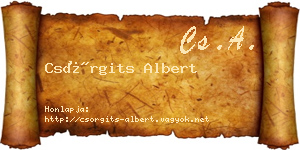 Csörgits Albert névjegykártya